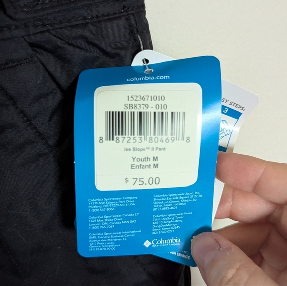 New with Tags Columbia Black Ice Slope II Ski Snow Pants Unisex Youth M 10/12 - Picture 6 of 6
